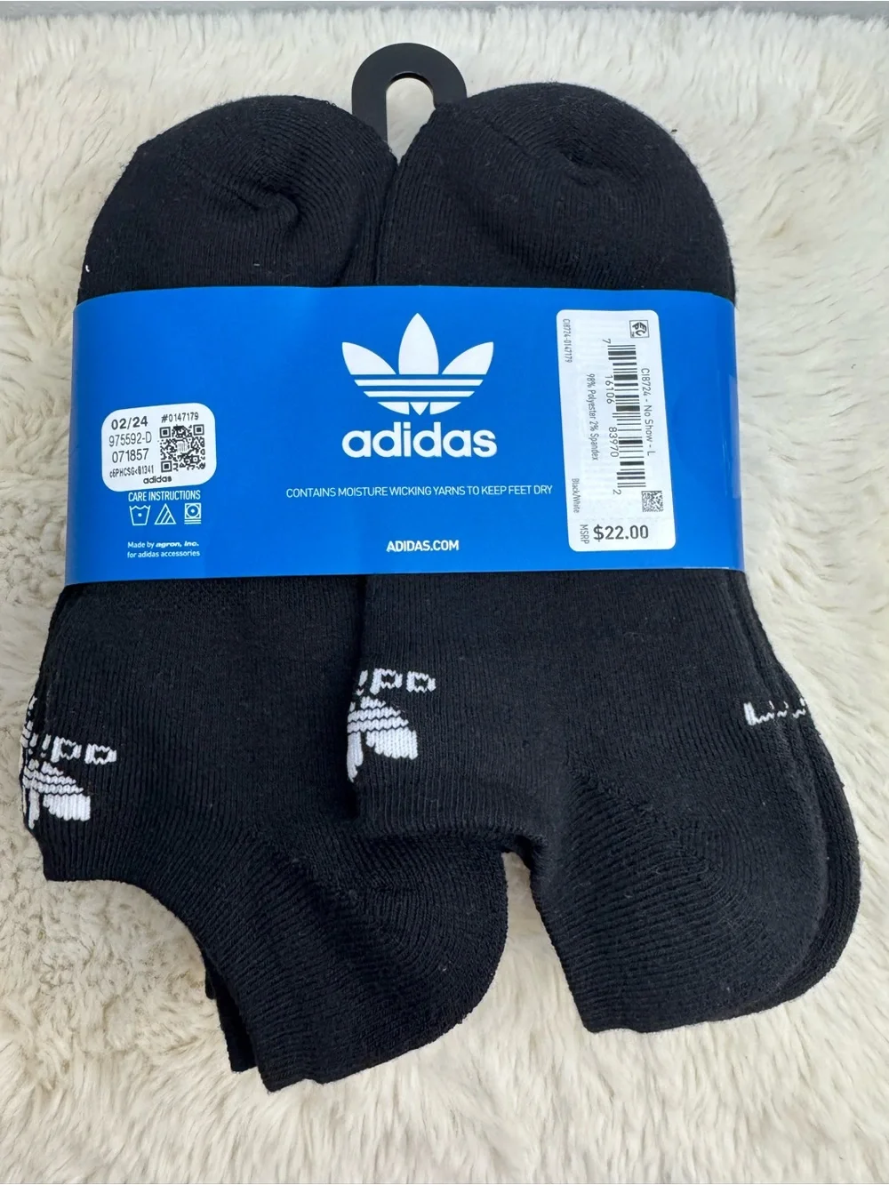 adidas Black No-Show Athletic Socks - 6 Pair Pack
